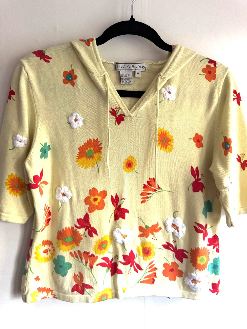 Lucia + Burns Yellow Floral Hoodie